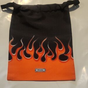 Prada Black and Orange Flames Limited Edition Design Dust Bag NWOT